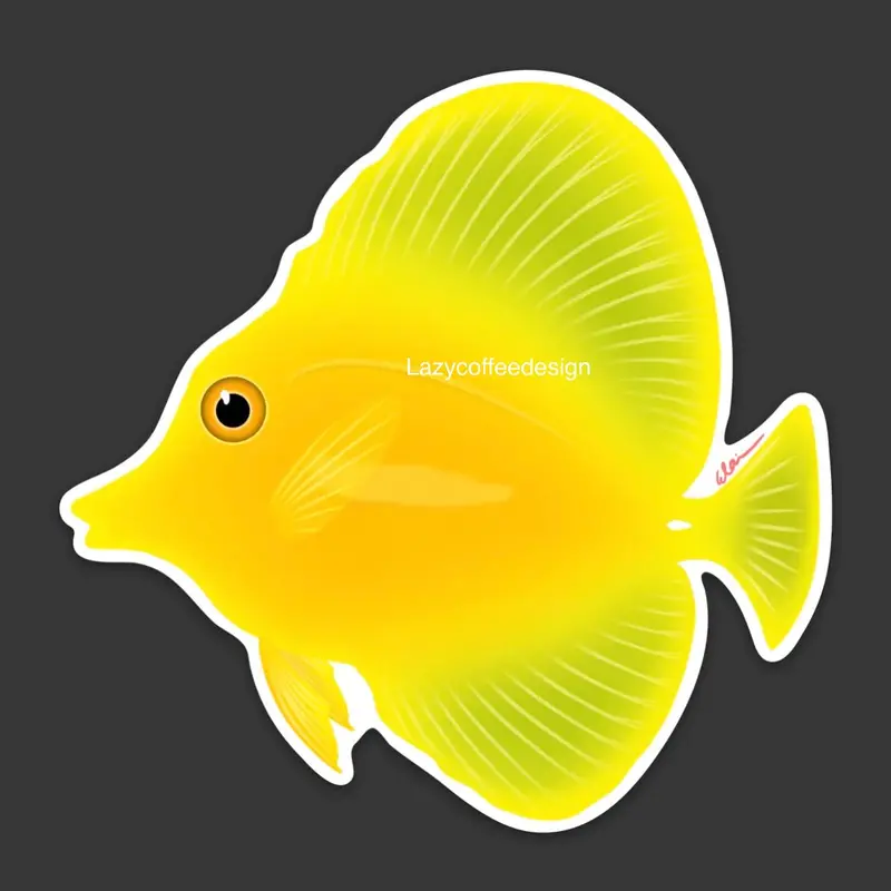 4" Yellow Tang Sticker 1