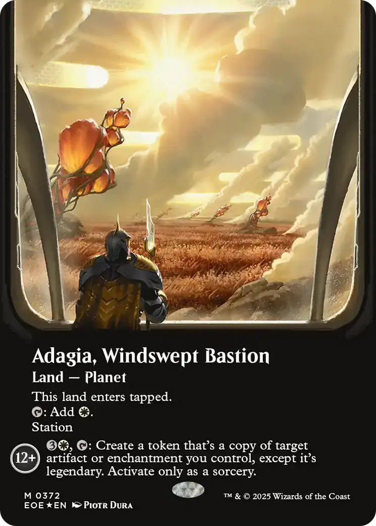 Adagia, Windswept Bastion (Borderless) (Galaxy Foil) [Edge Of Eternities] 1