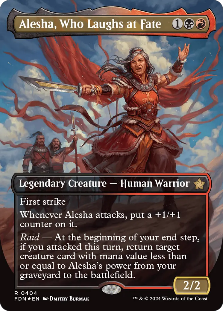 Alesha, Who Laughs At Fate (Borderless) (Mana Foil) [Foundations] 1