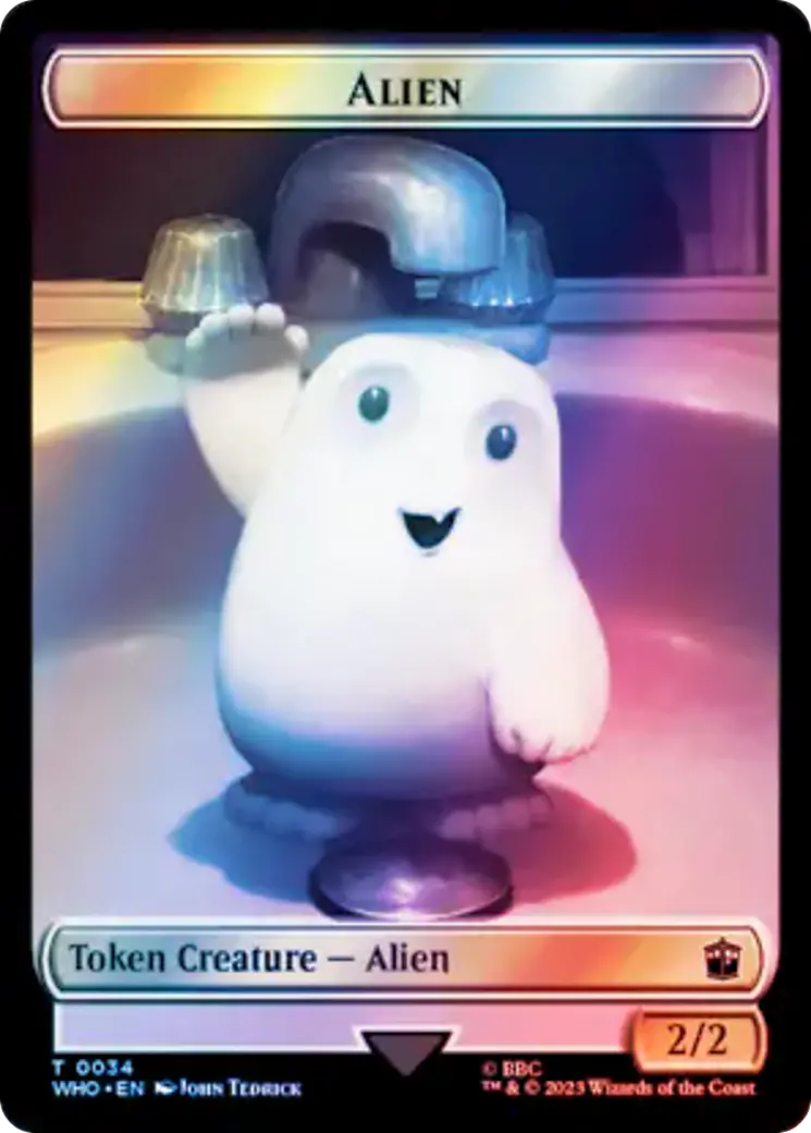 Alien // Dinosaur Double-Sided Token (Surge Foil) [Doctor Who Tokens] 1