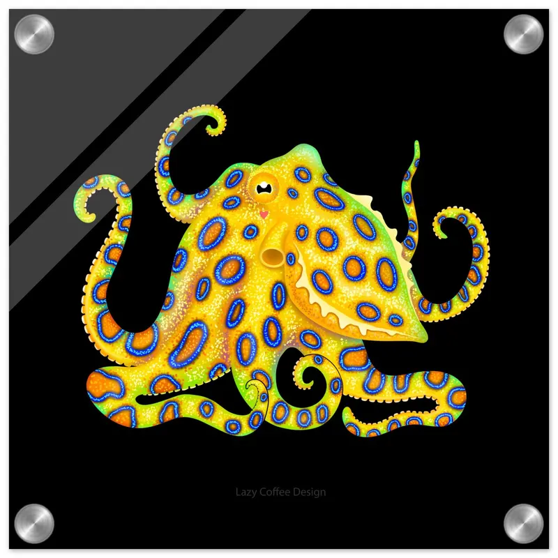 Blue Ring Octopus Acrylic Print 1