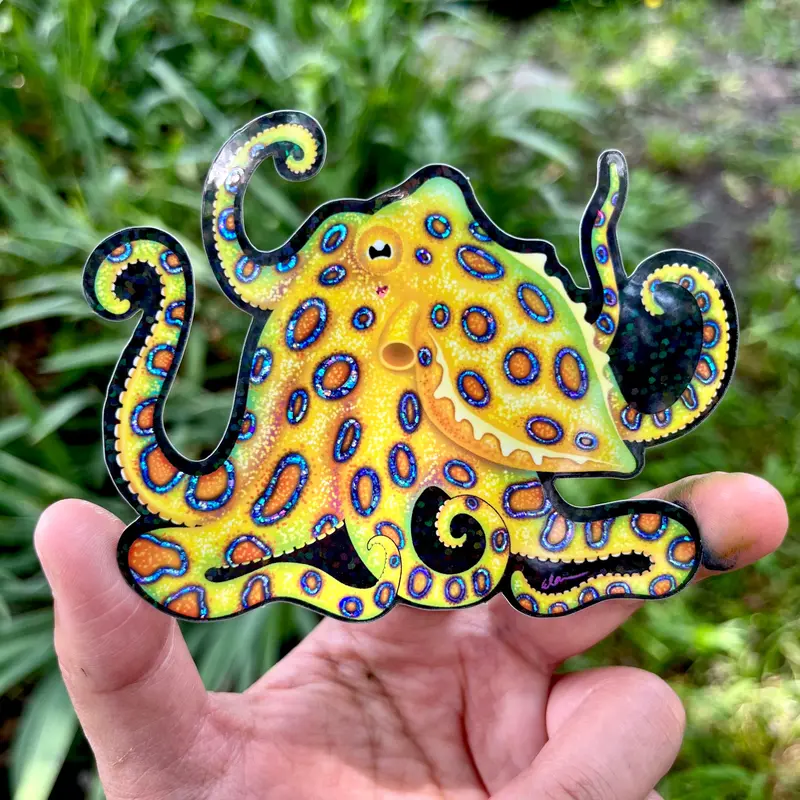Blue Ring Octopus Sticker/ Glitter 1