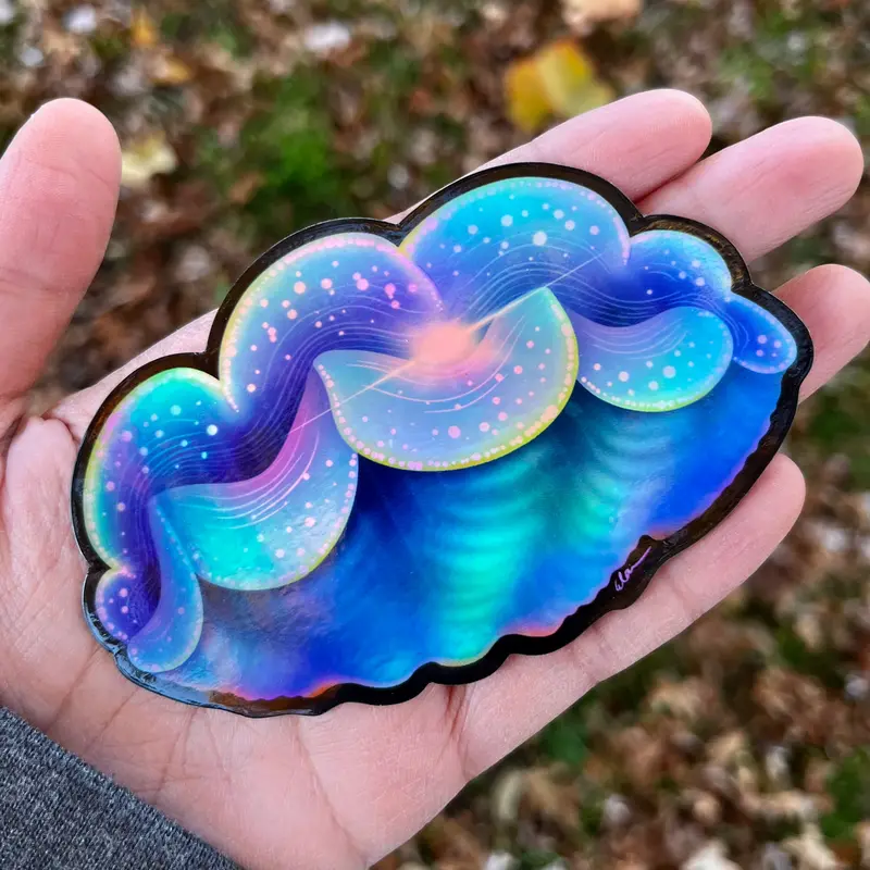 “Clam Down” Sticker/ Holographic 1