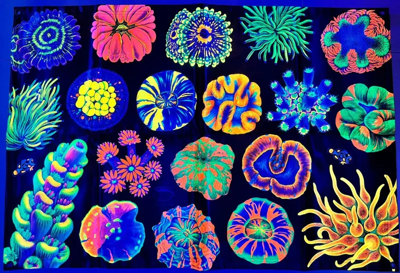 “Coral Reef” Uv Reactive Tapestry 1