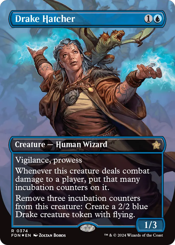 Drake Hatcher (Borderless) (Mana Foil) [Foundations] 1