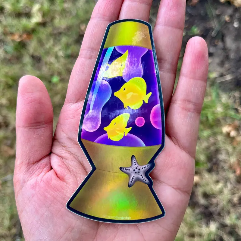 Lava Reef Yellow Tangs Sticker/ Holographic 1