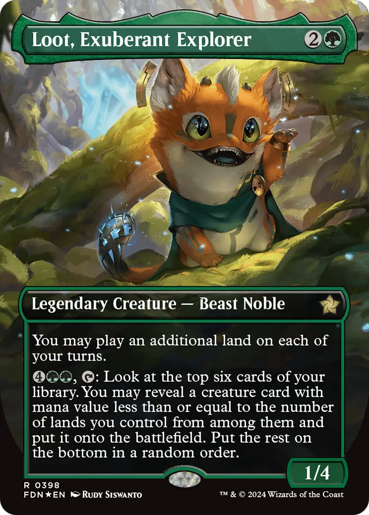 Loot, Exuberant Explorer (Borderless) (Mana Foil) [Foundations] 1