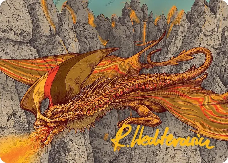 Magmatic Hellkite Art Card (34/54) (Gold-Stamped Signature) [Tarkir: Dragonstorm Art Series] 1