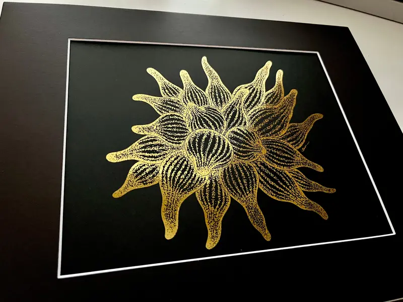 Metallic Gold Anemone Foil Art Print 1