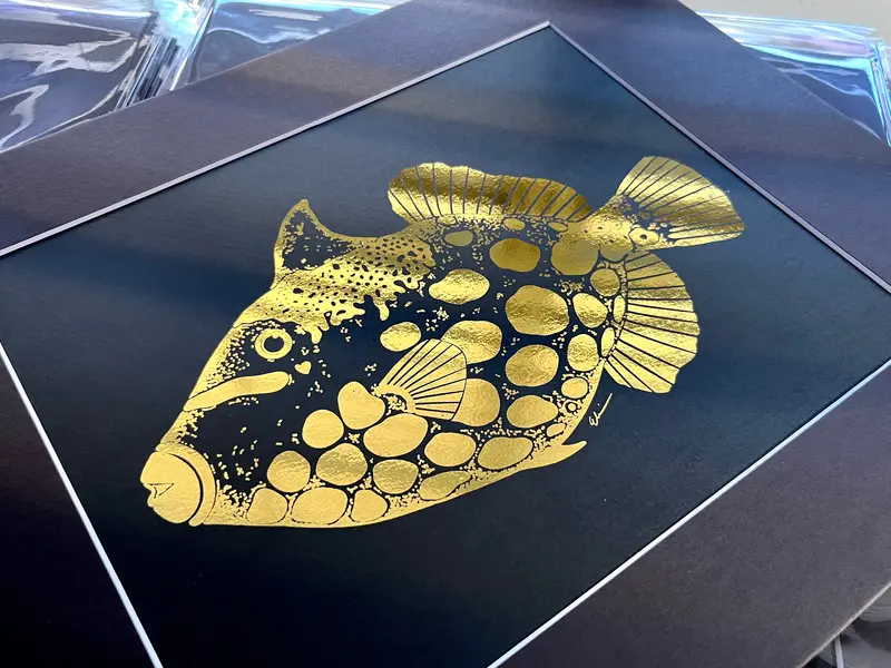 Metallic Gold Clown Trigger Foil Art Print 1