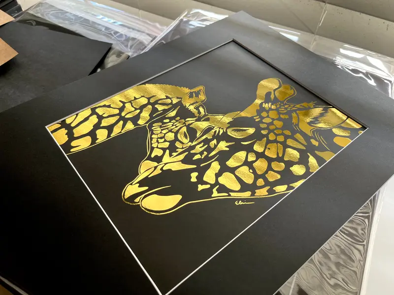 Metallic Gold Giraffe Foil Art Print 1