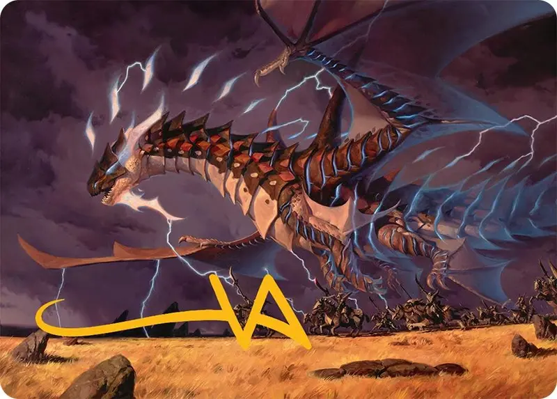 Neriv, Heart Of The Storm Art Card (25/54) (Gold-Stamped Signature) [Tarkir: Dragonstorm Art Series] 1