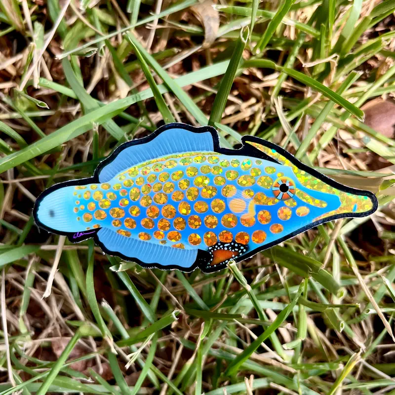 Orange Spotted Filefish Sticker (Glitter) 1