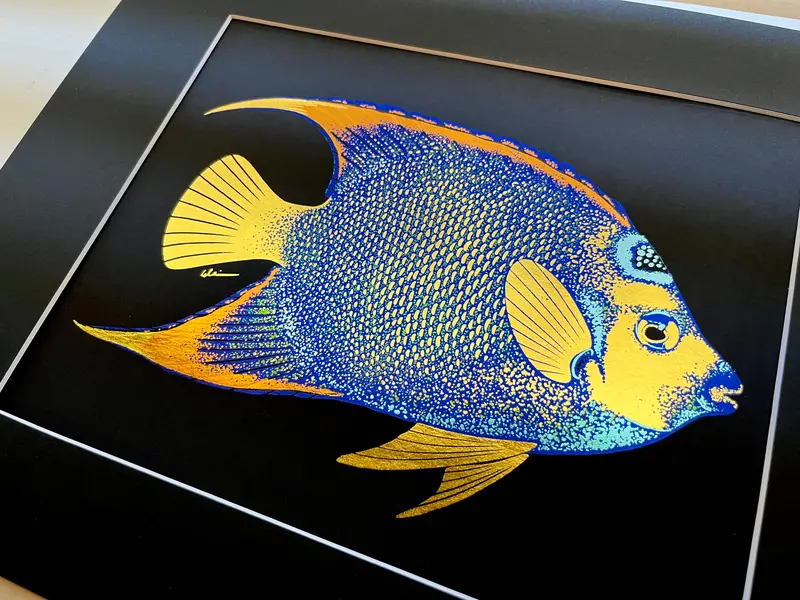 Queen Angelfish Foil Art Print 1