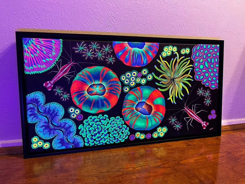 Reef Garden/ Cleaner Shrimp #2 On 12 X 24” Canvas 1
