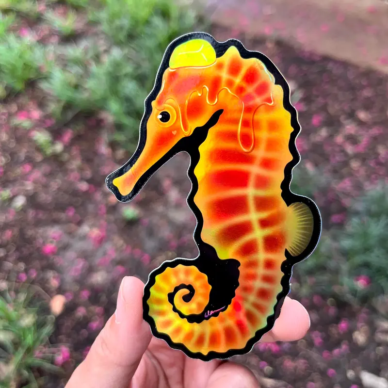 Seahorse “Waffle” Sticker/ Holographic 1