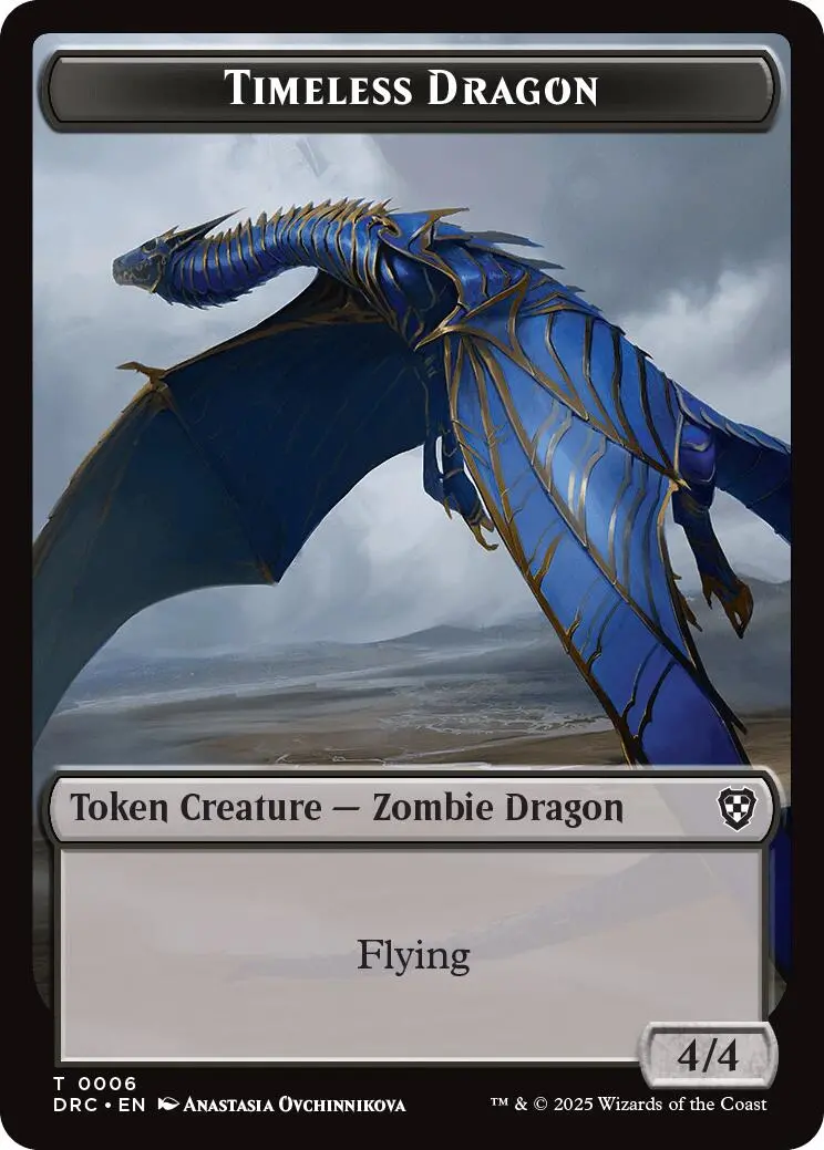 Timeless Dragon // Zombie (0003) Double-Sided Token [Aetherdrift Tokens] 1