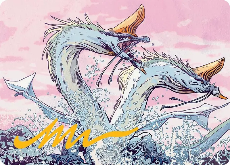Twinmaw Stormbrood Art Card (39/54) (Gold-Stamped Signature) [Tarkir: Dragonstorm Art Series] 1