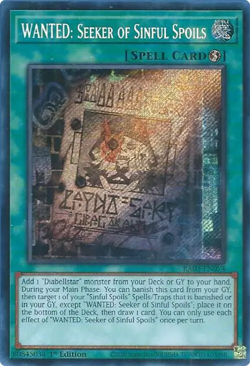 Wanted: Seeker Of Sinful Spoils (Secret Rare) [Ra03-En074] Secret Rare 1