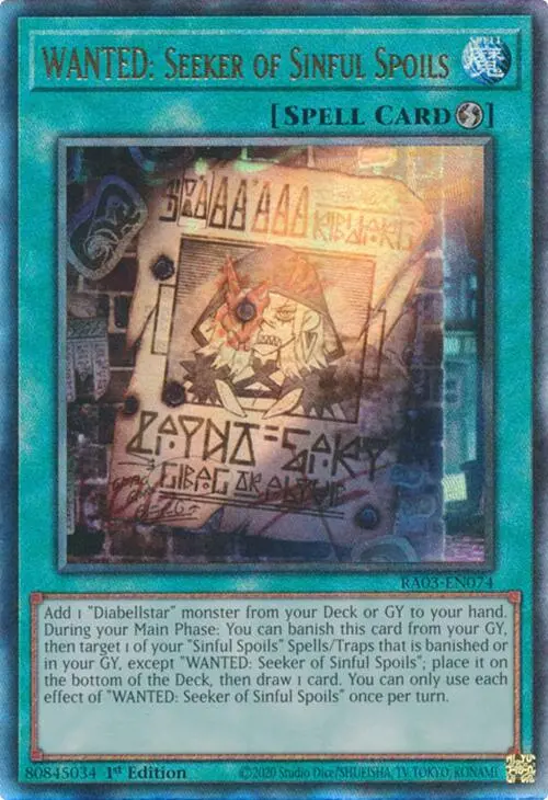 Wanted: Seeker Of Sinful Spoils (Utr) [Ra03-En074] Prismatic Ultimate Rare 1
