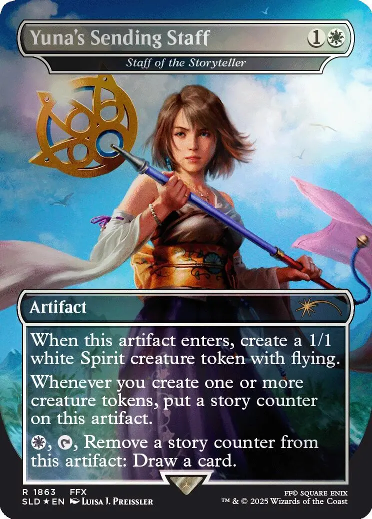 Yuna's Sending Staff - Staff Of The Storyteller (Rainbow Foil) [Secret Lair Drop Series] 1