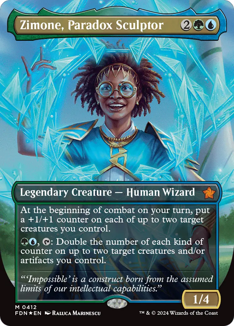 Zimone, Paradox Sculptor (Borderless) (Mana Foil) [Foundations] 1