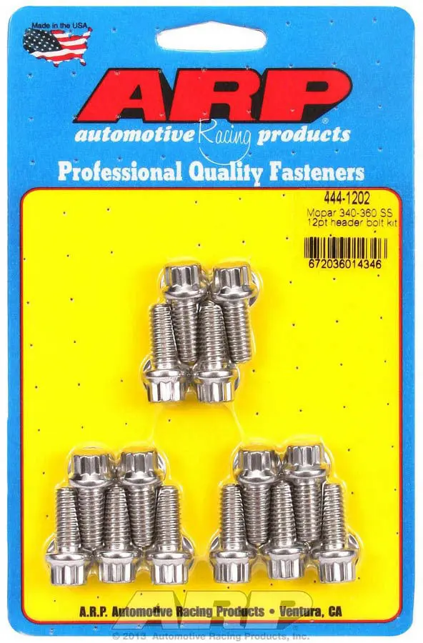 Arp 444-1202 Stainless Steel Header Bolt Kit – 5/16" X 0.750", Ultra-High-Lock Design (14 Pcs) 1