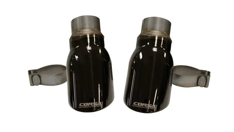 Corsa Performance Dual 4-Inch Black Exhaust Tips – Rear Exit, Clamp-On Installation 1
