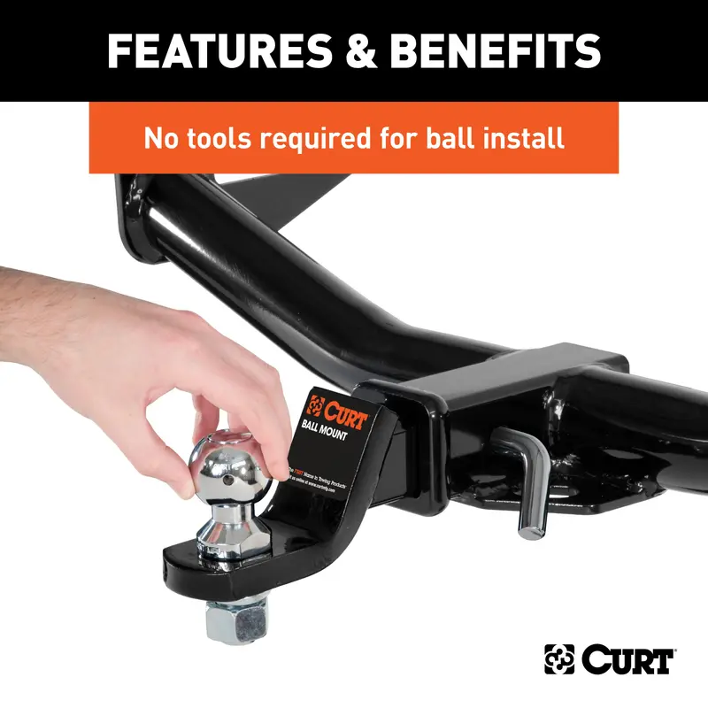 Curt Dual-Diameter Chrome Steel Trailer Ball Set – 2" And 2-5/16", 8,000 Lbs Gtw 1
