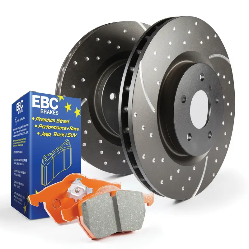 Ebc Brakes S8Kf1022 High-Performance Brake Kit — Orangestuff Pads And Gd Series Slotted Rotors 1