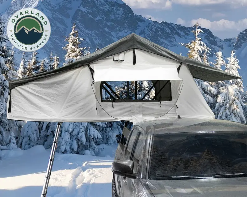 Overland Vehicle Systems Nomadic Arctic Rooftop Tent – 3-Person Extended Model With Annex & Rain Fly 1