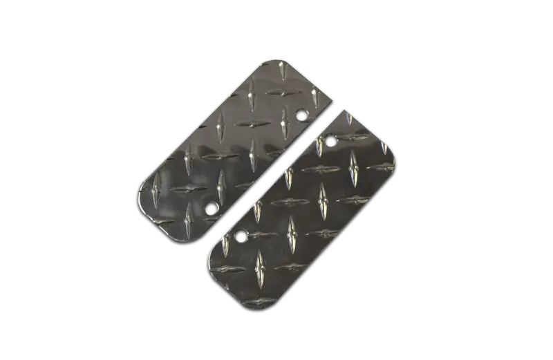 Owens Classic Running Board End Caps – Bright Diamond Tread Aluminum, Sold As Pair 1