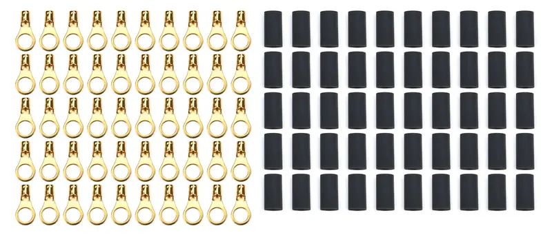 Quickcar Racing Ring Terminals – 3/8-Inch, 8–10 Gauge With Heat Shrink, 50-Pack (57-474-50) 1