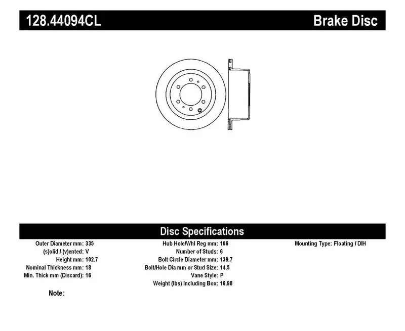Stoptech 128.44094Cl Cryo-Treated Cross-Drilled Rear Left Brake Rotor – Sport Series 1