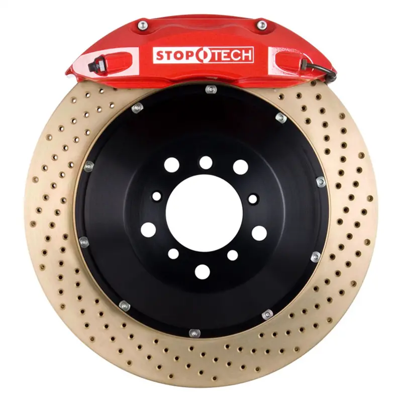 Stoptech Big Brake Kit – Front, Red Calipers With Drilled Two-Piece Rotors 1