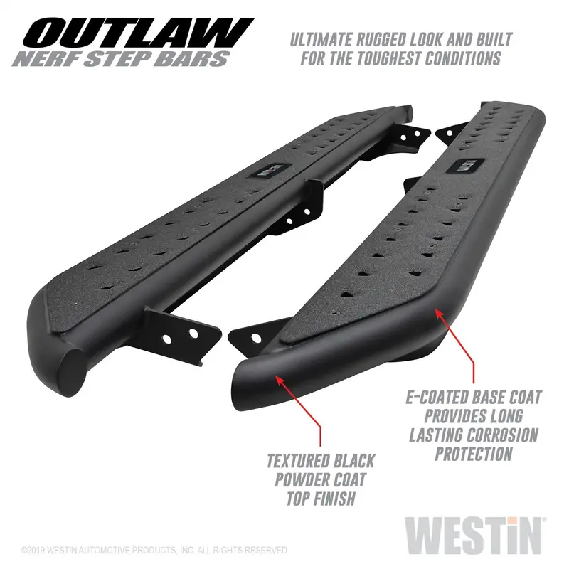 Westin 58-53835 Outlaw Nerf Step Bars; Textured Black; 1